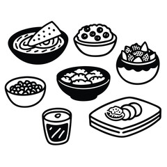 Silhouette lunch food vector art collection on white background for healthy food project