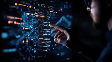 Fototapeta premium Businessman engages with virtual firewall concepts to enhance cybersecurity standards