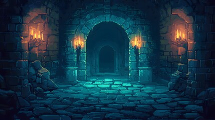Pixel art dungeon background for 8 bit games.
