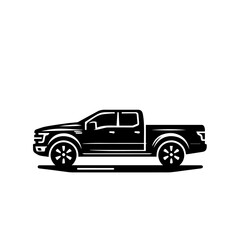 Pickup Truck Vector Icon - Bold Outline Silhouette of a Modern Pickup for Design and Branding