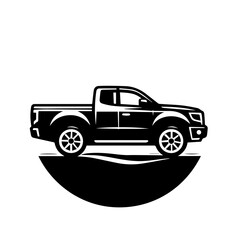 Pickup Truck Vector Icon - Bold Outline Silhouette of a Modern Pickup for Design and Branding