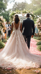 Fototapeta premium Fashion wedding dress bride.