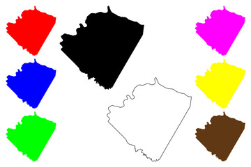 Buckingham County, Commonwealth of Virginia (U.S. county, United States of America, USA, U.S., US) map vector illustration, scribble sketch Buckingham map