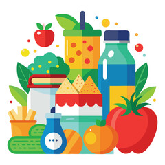 healthy food grocery retail products white background