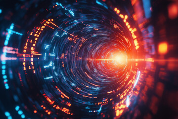 Vibrant digital binary tunnel with glowing numbers    