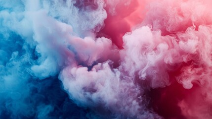 Fototapeta premium Colorful pink and blue smoke clouds blending in abstract pattern