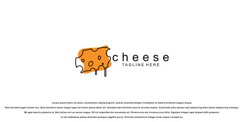 Creative cheese logo design with letter premium vector