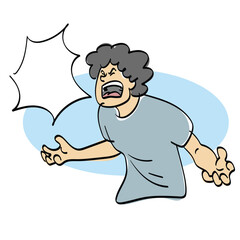 half length of angry man shouting illustration vector isolated on white background