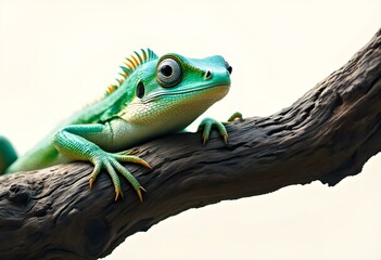 Obraz premium Close-Up of Colorful Lizard Relaxing on a Tree Branch