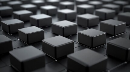 Obraz premium Abstract geometric pattern of black cubes in a grid.