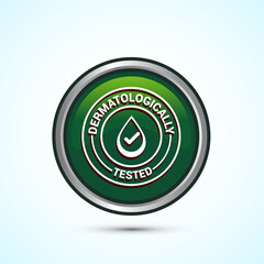 Dermatologically tested icon design, dermatology test and dermatologist clinic icon, Green Color Round Button Design