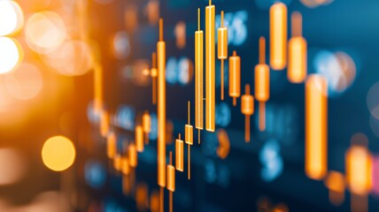 Dynamic financial chart displaying rising market trends and data analysis