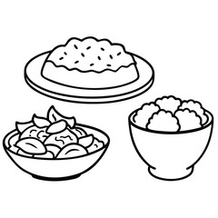 Line Art lunch food vector art collection on white background for healthy food project