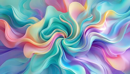 Obraz premium Abstract fluid design in pastel hues, colorful swirl art, perfect for modern backgrounds
