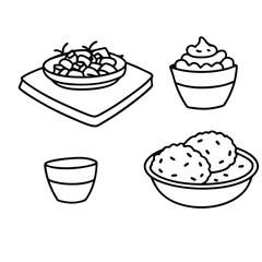 Line Art lunch food vector art collection on white background for healthy food project