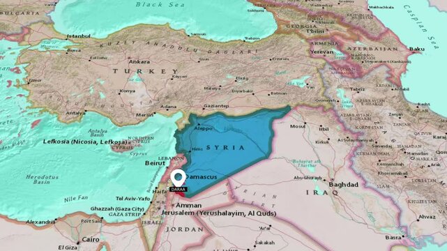 The State Of Daraa.Political map of syria.Daraa map.