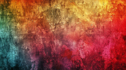 A colorful, abstract painting with a lot of texture and splatters.