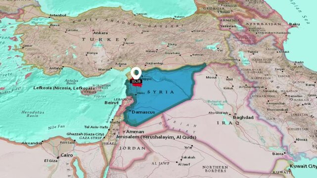 The State Of Idlib.Political map of syria.Idlib map..