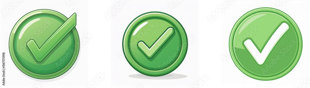 Aufkleber Three green checkmarks in circles, each with a slightly different style.
