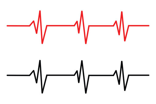 Heart beat pulse icon vector. Heart cardiogram line icon set. Electrocardiography heartbeat line monitor isolated on white background. Pulse, ecg, ekg, hertbeat, graph concept. Vector illustration.