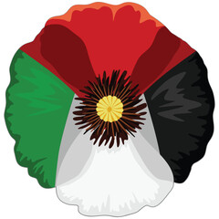 Poppy Flower Palestine Flag Colors vector illustration isolated on white
