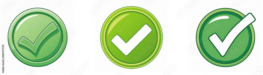 Poster three green circles with a white checkmark in each.
