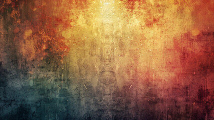 Obraz premium A colorful, abstract painting with a lot of texture and splatters.