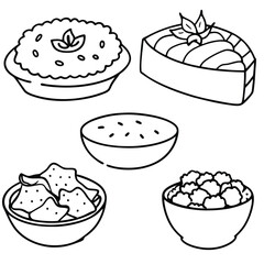 Line Art lunch food vector art collection on white background for healthy food project