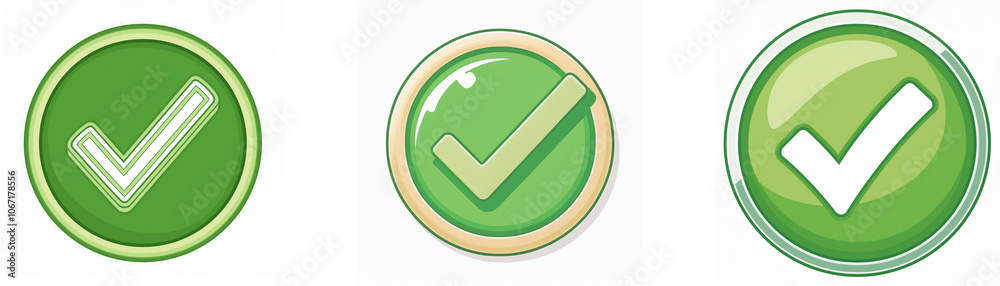 Poster Three green checkmark icons with different styles of borders