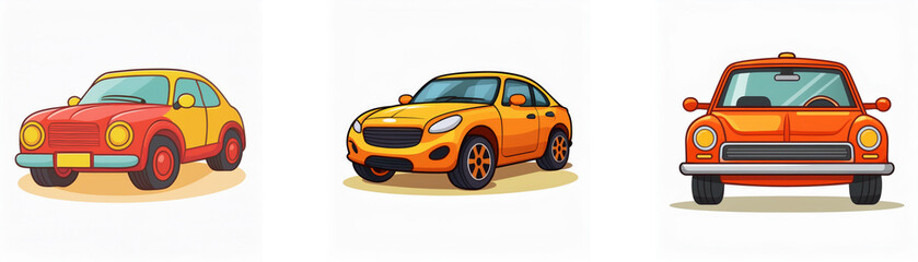 Three cartoon cars are shown in front view.