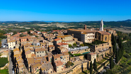 Fototapeta premium Pienza, Tuscany, Italy. Aerial drone view.