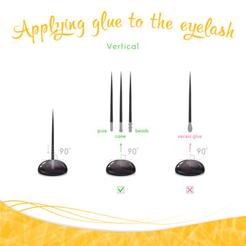Vertical application of glue on eyelashes