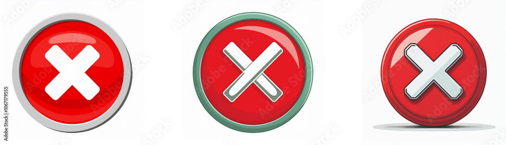 Aufkleber Three red circular buttons with a white 