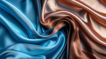 Obraz premium Flowing satin fabric in contrasting blue and copper tones