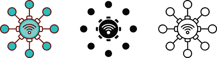 Wireless Network Connection Hub Icon Design