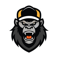 Angry Gorilla with a Cap Mascot Logo