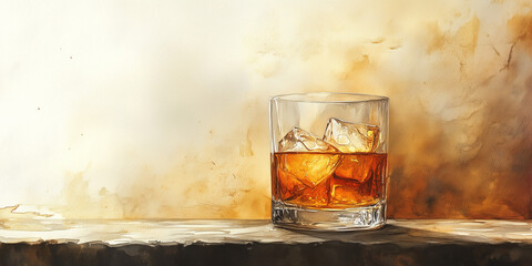 Chilled cocktail , with a watercolor background for celebration and party time, Generative AI