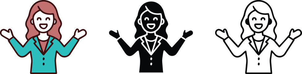 Smiling Businesswoman Illustration Styles Vector Graphic