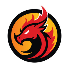 Fire Dragon Mascot Logo circle 