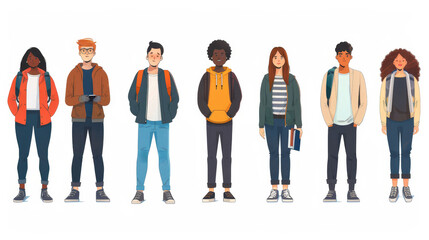 Obraz premium Diverse college students standing together, portraying unity and friendship
