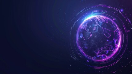 Obraz premium Digital Earth in Neon Lights