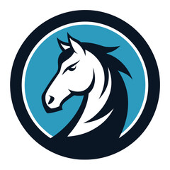 Horse mascot logo on a surfboard circle