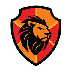 Lion mascot logo on a basketball shield