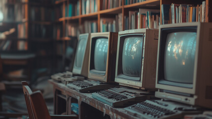 Old-School Dusty Computers in an Abandoned Library