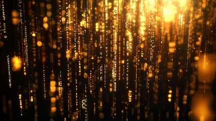 Naklejka premium Golden Financial Symbols and Data Visualization Flow