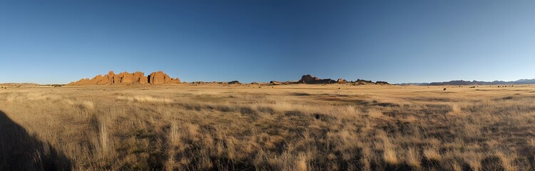 Red Rock Formations in a Vast, Dry Desert Landscape