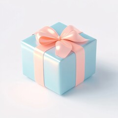 Obraz premium Isometric Blue and Peach Gift Icon on White Background. High-Quality 3D Render with Pastel Colors and Soft Lighting.