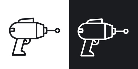 Blaster icon in black and white outlined stroke