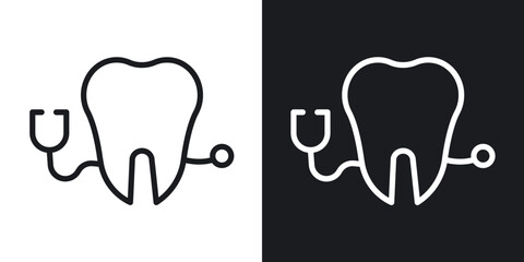 Dental care icon in black and white outlined stroke