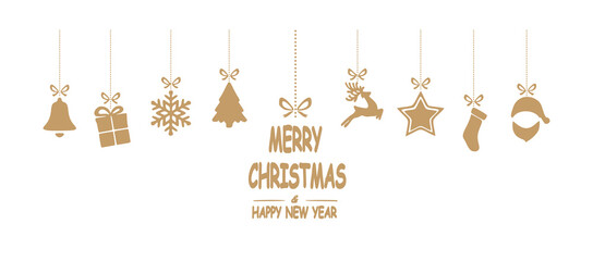 Christmas elements hanging isolated background